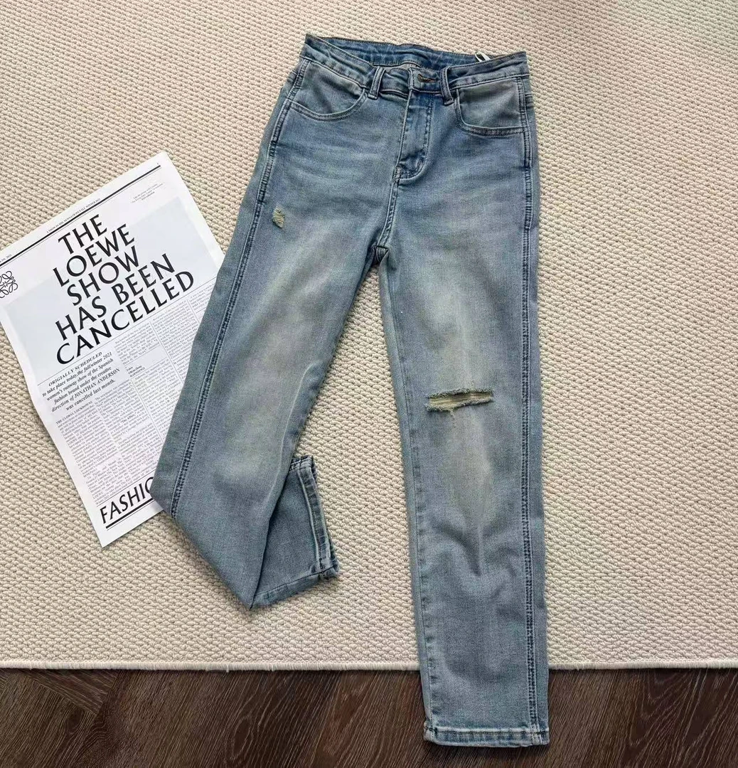 新款夏季显瘦百搭直筒烟管牛仔裤22392