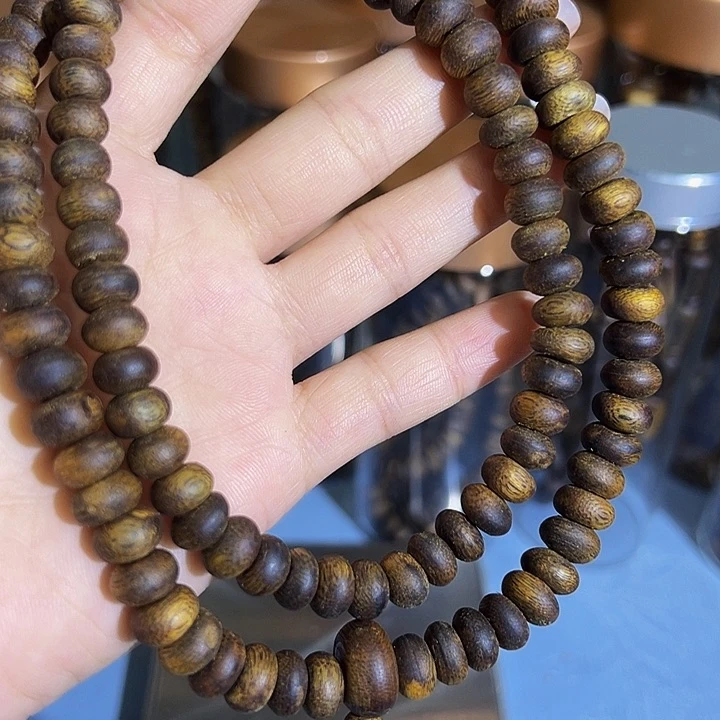 沉香手串九九沉树丁虫漏多圈红骨凹身0827