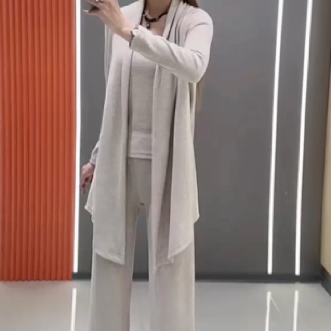 早春新款背心外套➕阔腿裤三件套