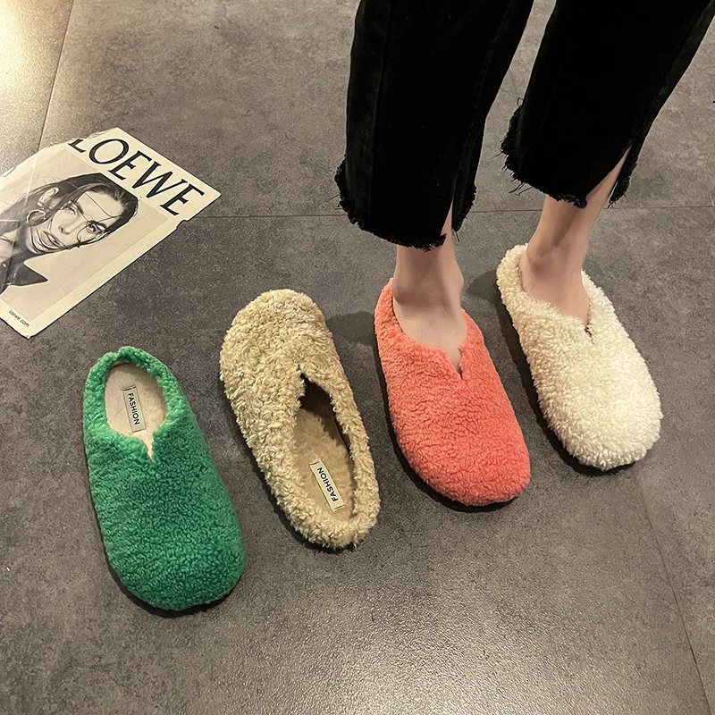 温柔仙女风休闲舒适包头拖女2025年秋冬新款外穿平底百搭毛毛鞋潮