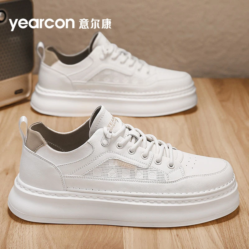 意尔康男鞋2025新款春季百搭复古运动小白鞋男士增高休闲板鞋学生