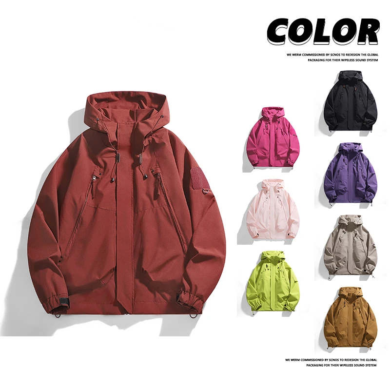 J90连帽冲锋衣外套男女同款春秋潮牌男装春季美式工装帅春款夹克