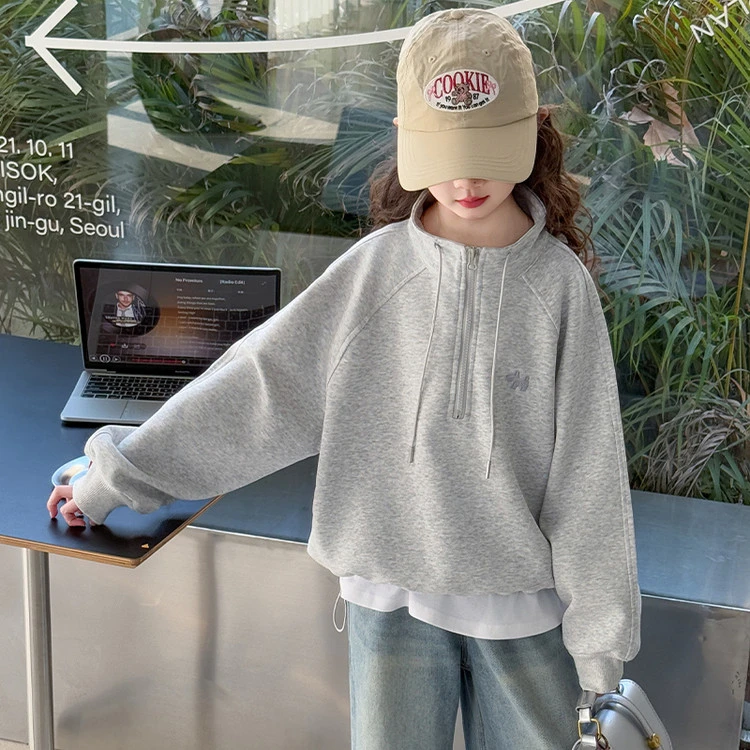 女童秋季卫衣套装2025新款女大童春秋装牛仔阔腿裤儿童休闲两件套