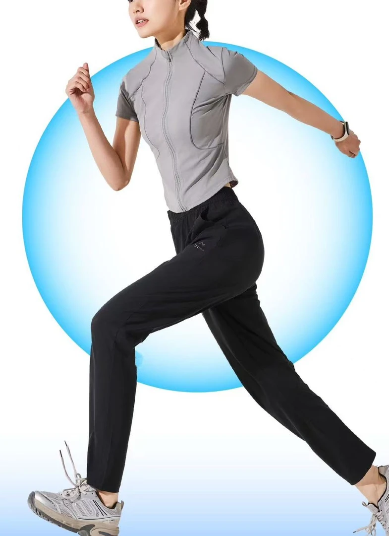 9980号002#女百搭纯色休闲口袋款薄荷冰皮速干裤（女）（预）