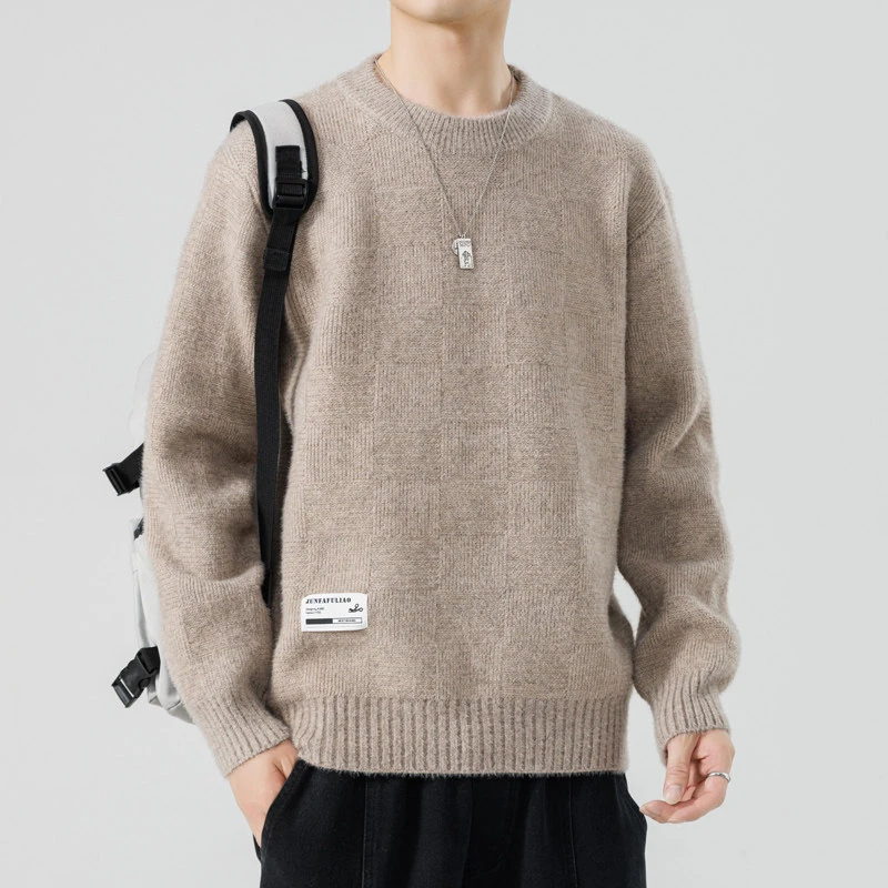 男士春秋针织衫毛衣纯色冬季高品质宽松休闲圆领韩版