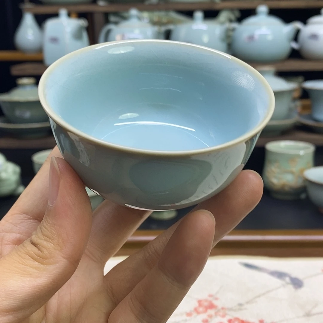 汝瓷，微瑕，鸡缸杯