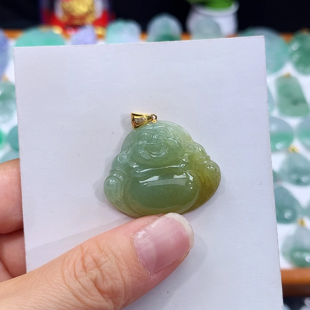 翡翠18K金镶嵌颈饰翡翠吊坠