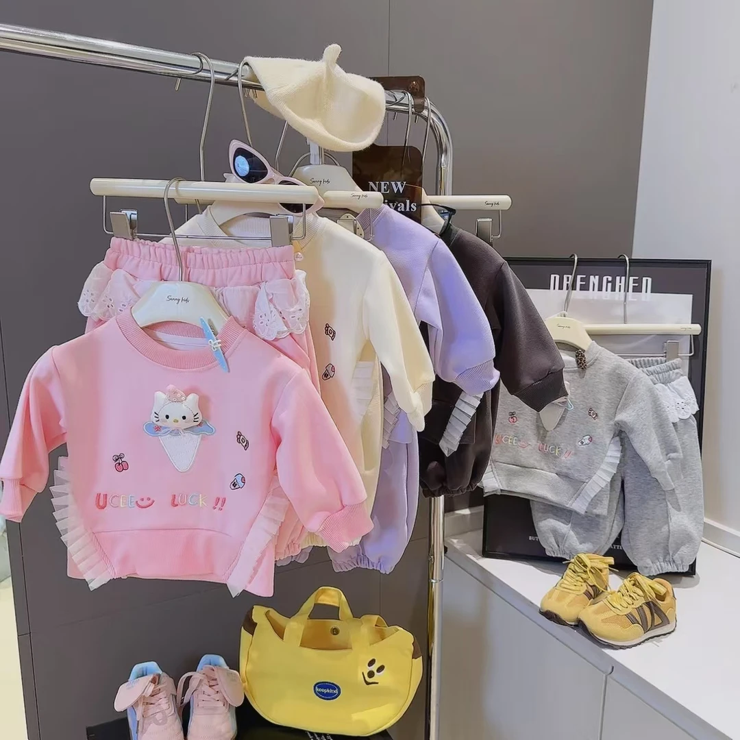 【秋款上新】秋季新款卫衣套装蕾丝装饰立体玩偶女童卫衣套装