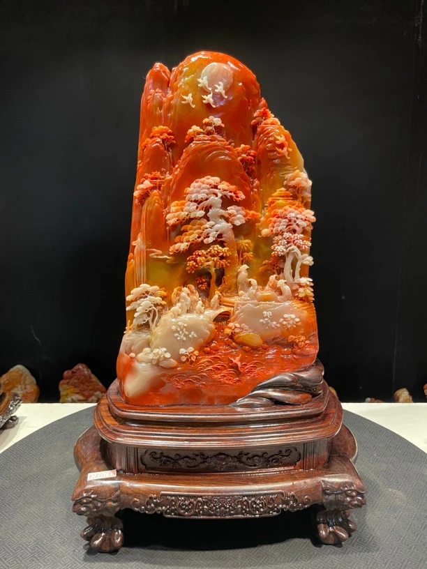 寿山石山水田黄印章印摆件貔貅手把件石雕工艺品入门玄关奇石山水