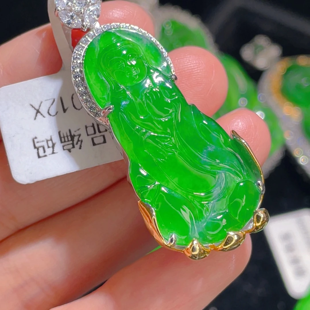 翡翠吊坠(不含链)银S925镶嵌