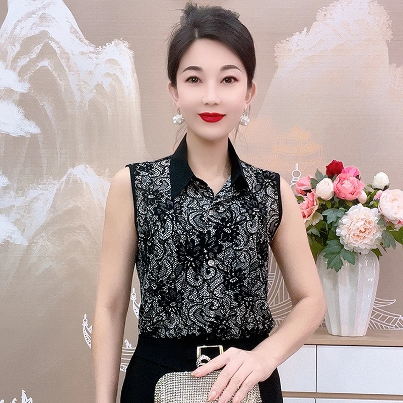 23163款弹力数码5D印花大码时尚百搭衬衣背心职业装马甲无袖衬衫
