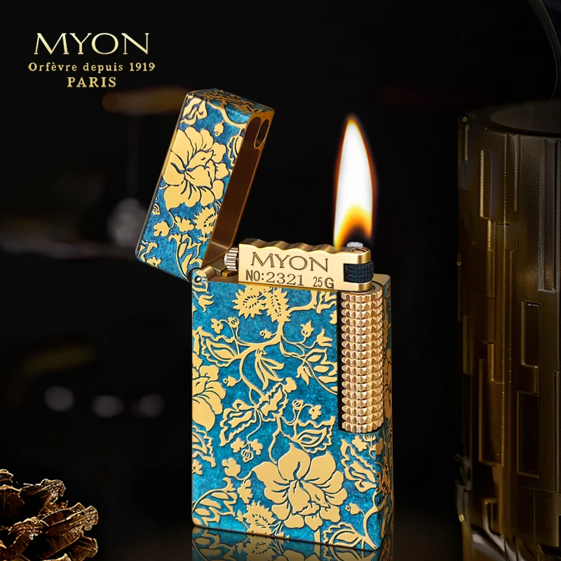 MYON爵士待机王M9青铜牡丹一机一码勉牌热着色工艺经典国潮打火机