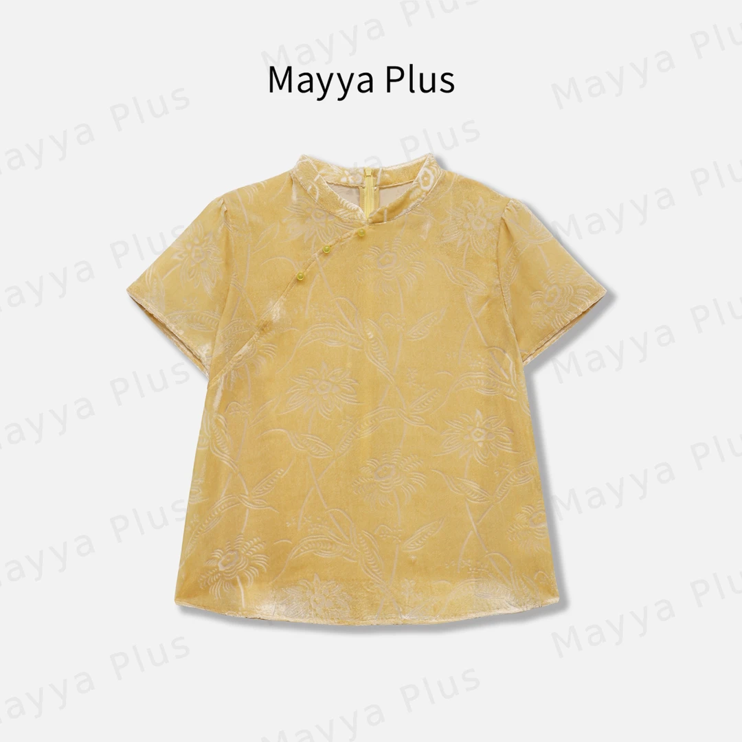 【日照金山】Mayya Plus麦芽定制国风气质短袖衬衫时尚上衣32528755