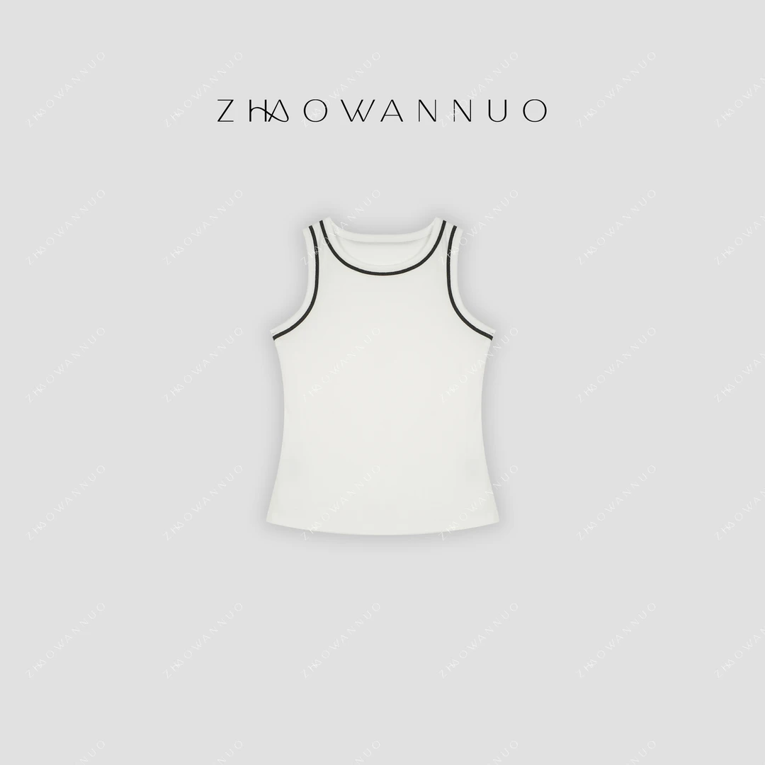 ZHAO WANNUO 丨25夏季新款净色经典撞色圆领背心NC0712