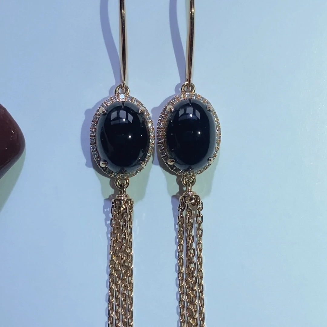 18K金镶嵌翡翠耳饰