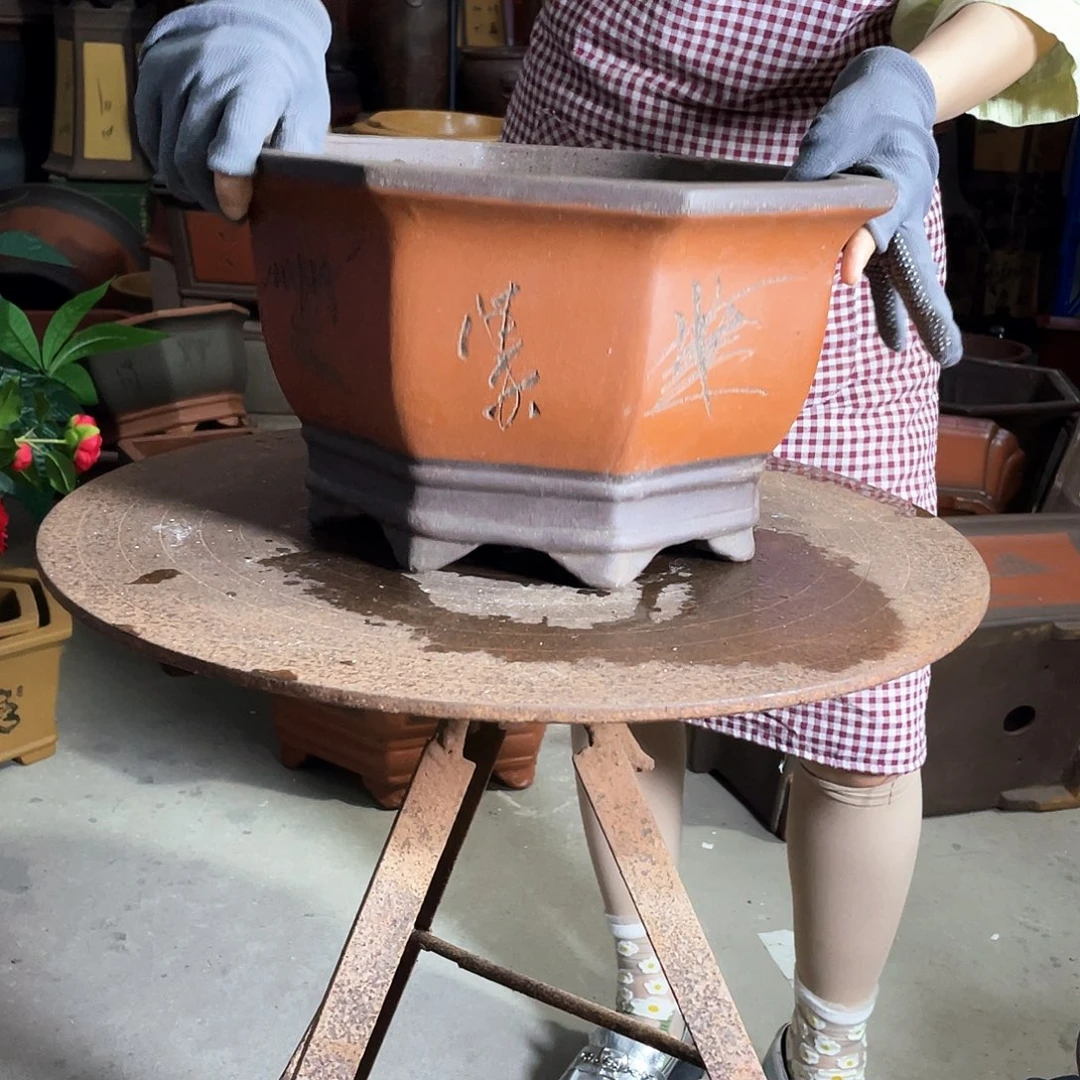 宜兴紫砂紫砂花盆35红八方