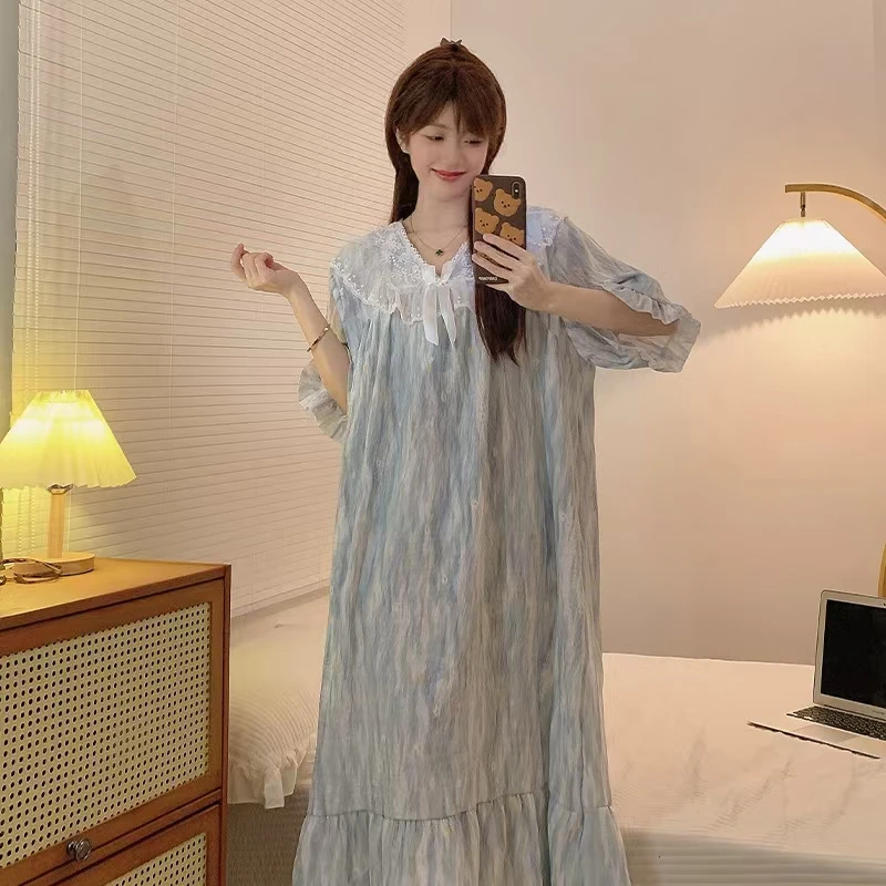 炸姐胖mm大码女装2025新款睡衣女夏季短袖睡裙甜美可爱家居服外穿