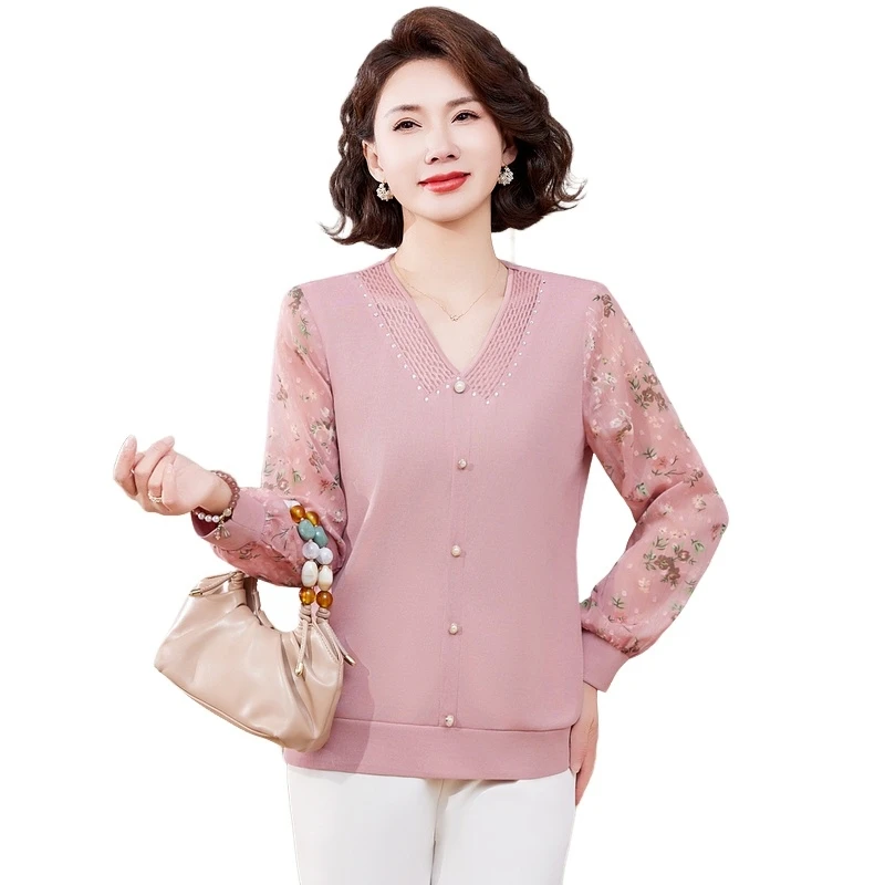 衬衫女装夏装新款妈妈50岁洋气九分袖时尚小衫中老年上衣
