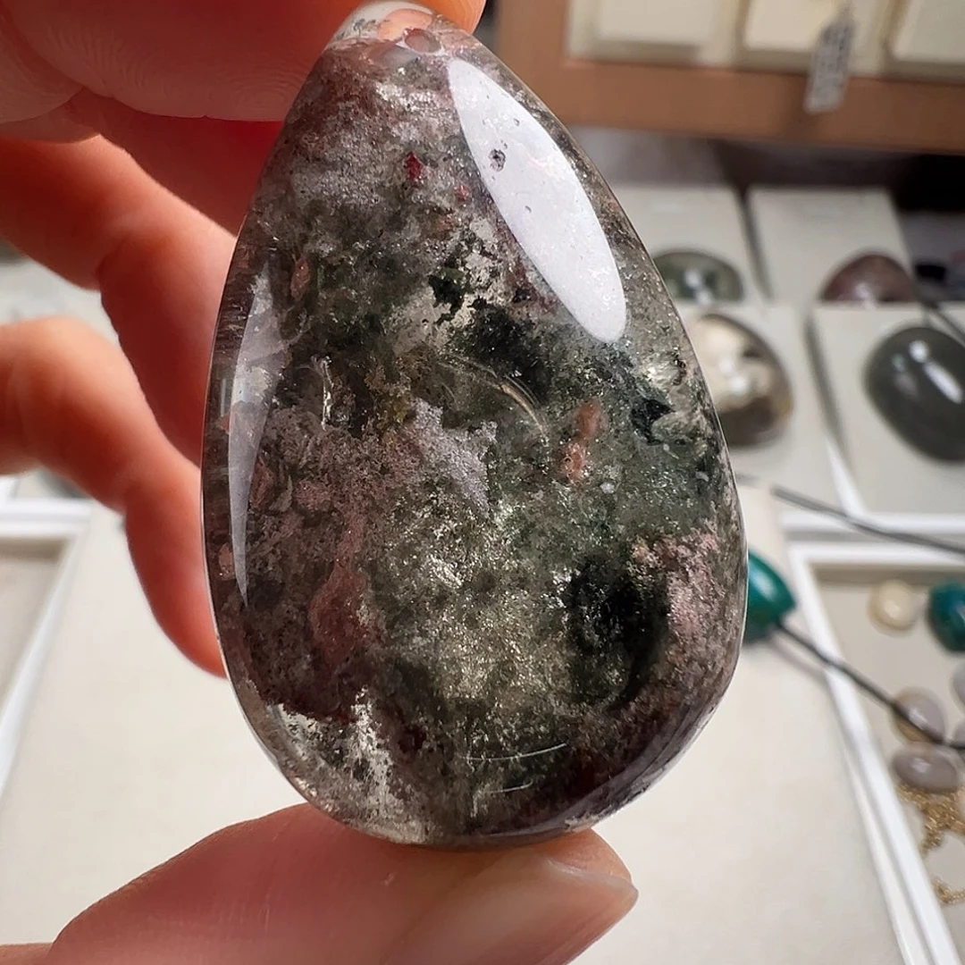 水晶颈饰银S925镶嵌天然幽灵水晶有矿坑