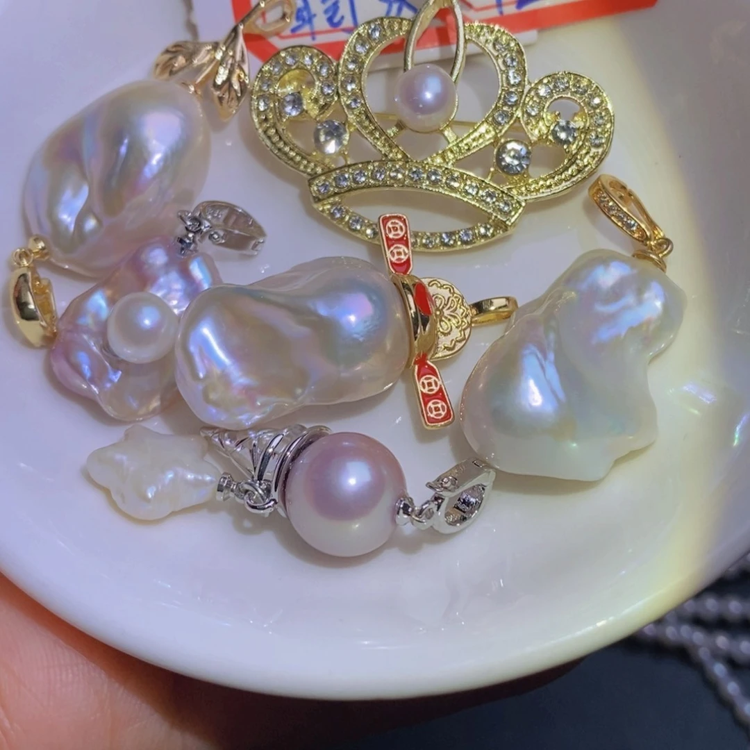 银S925镶嵌天然淡水珍珠淡水珍珠