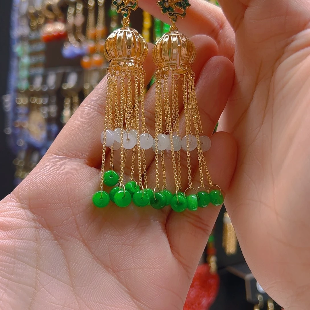 翡翠合金耳坠牡*翡翠