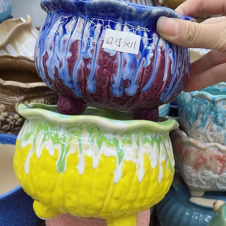 多肉绿植陶瓷花盆9.9包邮，有孔