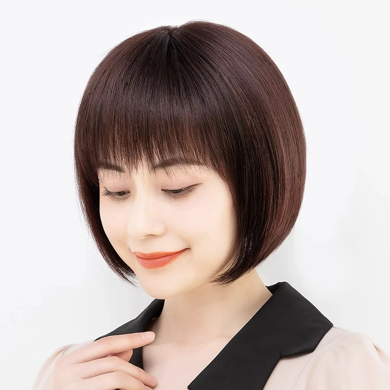 假发全头套女短发仿真发真人发波波头自然中老年女士妈妈款遮白发