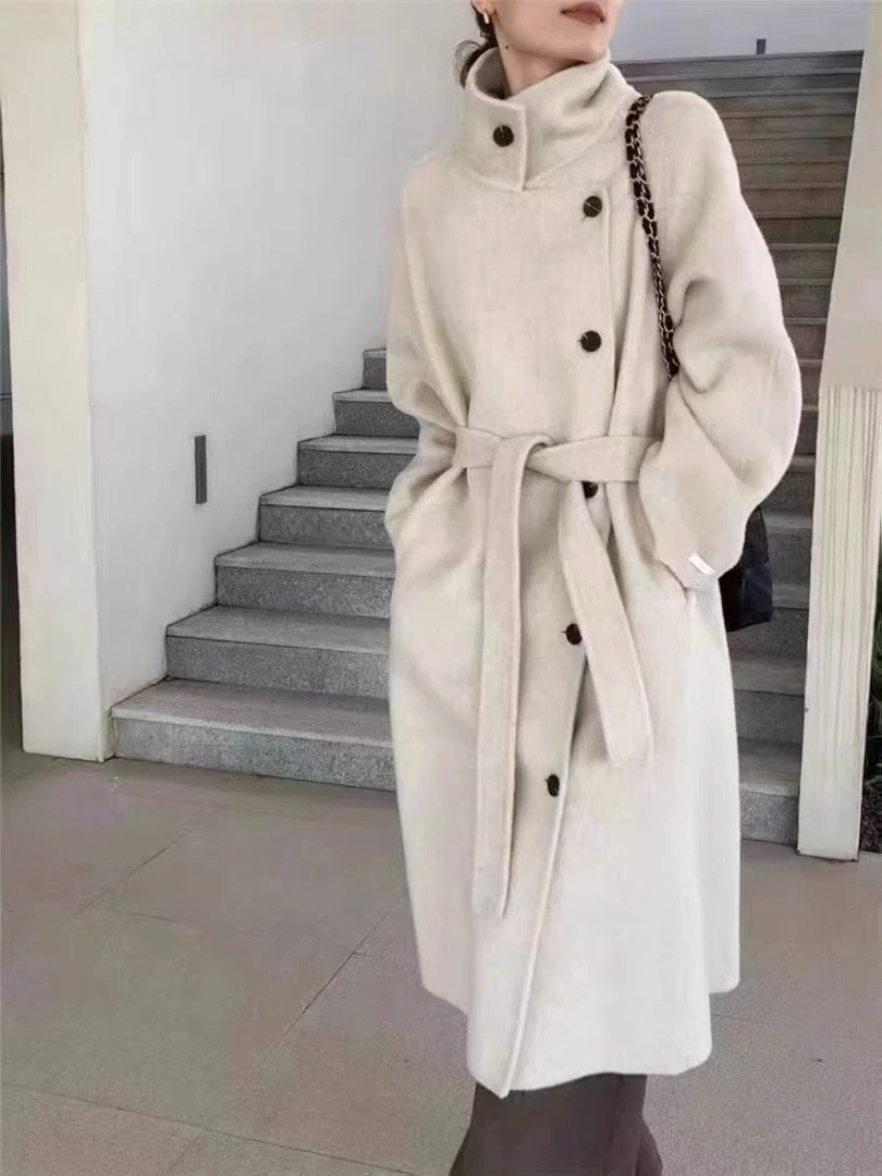 AbuxM秋冬均码韩版女装时尚百搭外套宽松气质中长款