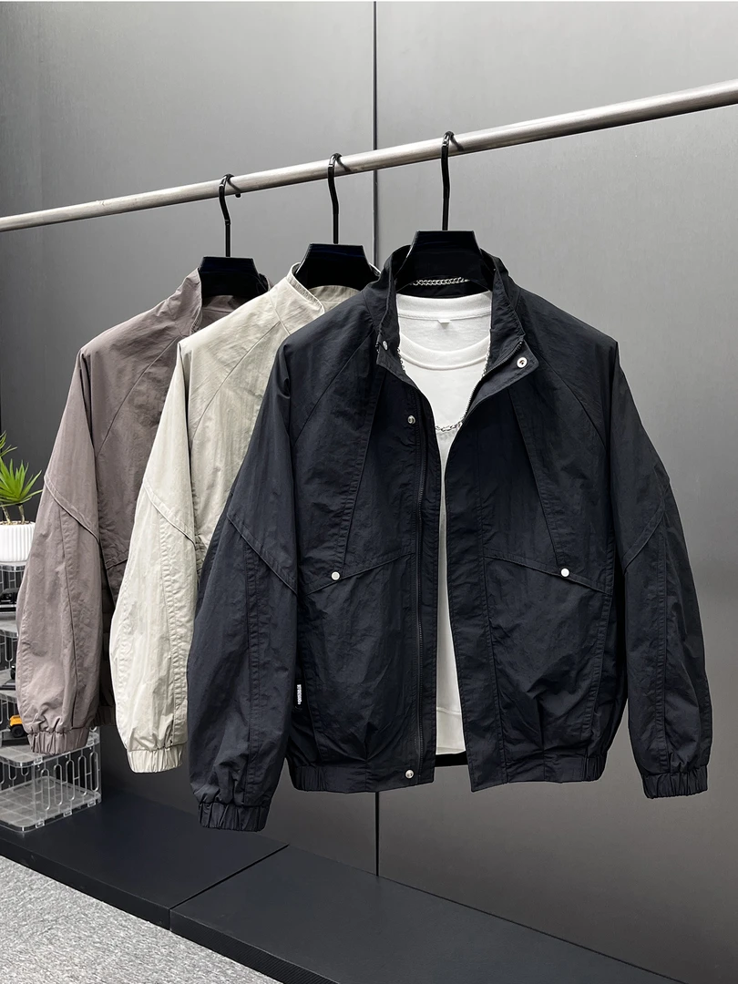 日系2025春季新款立领夹克男纯色潮牌网红廓宽松休闲百搭工装外套