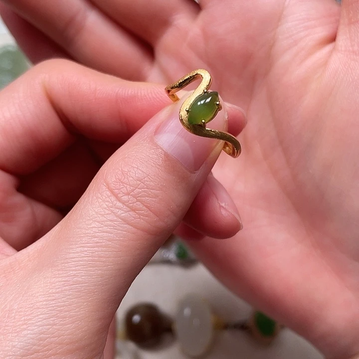 和田玉银S925镶嵌戒指