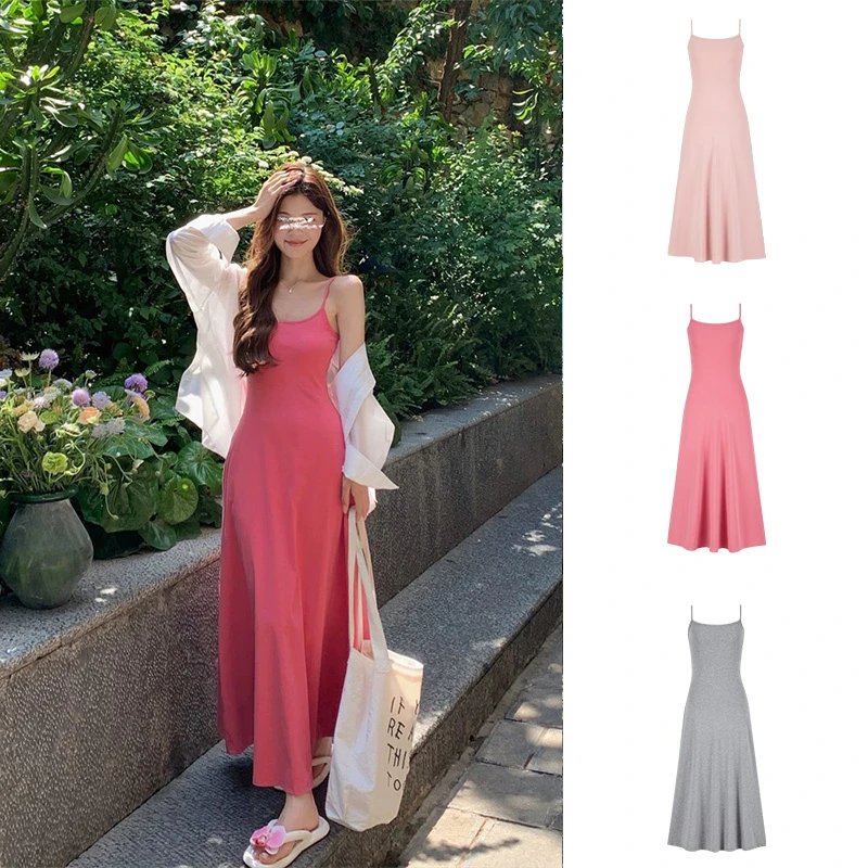 Moses Queen/魔西女王莓红连衣裙女辣妹外穿收腰裙子修身内搭长裙