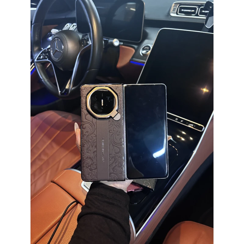 适用于华为Matex5/MateX6国风浮雕龙纹镜头支架折叠屏手机壳