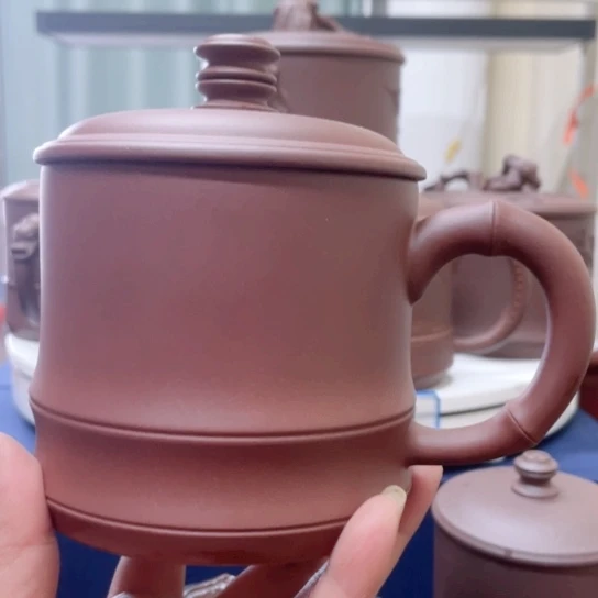 紫砂茶杯清水泥竹节杯