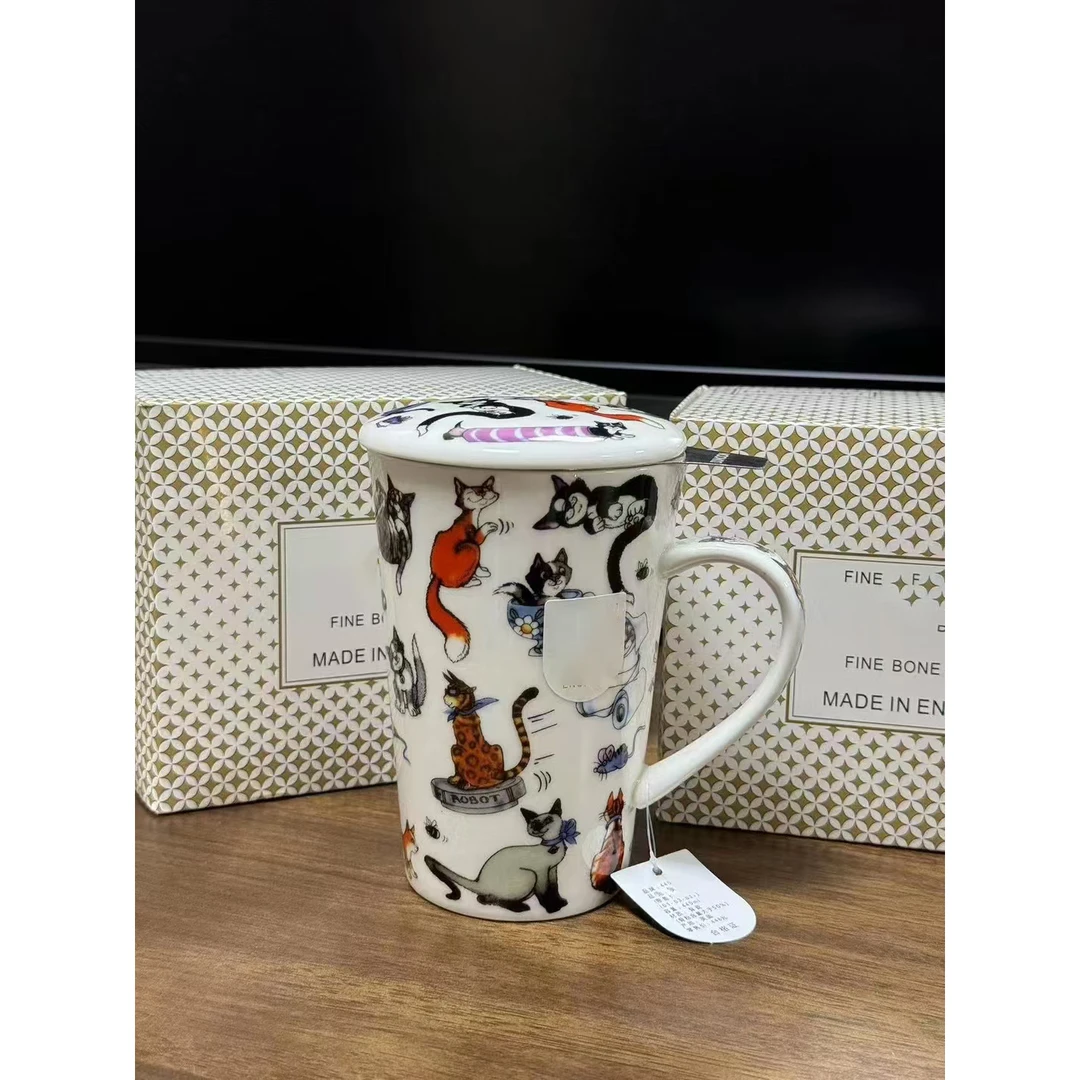 骨瓷水杯咖啡杯办公室文艺大容量泡茶杯 440ml