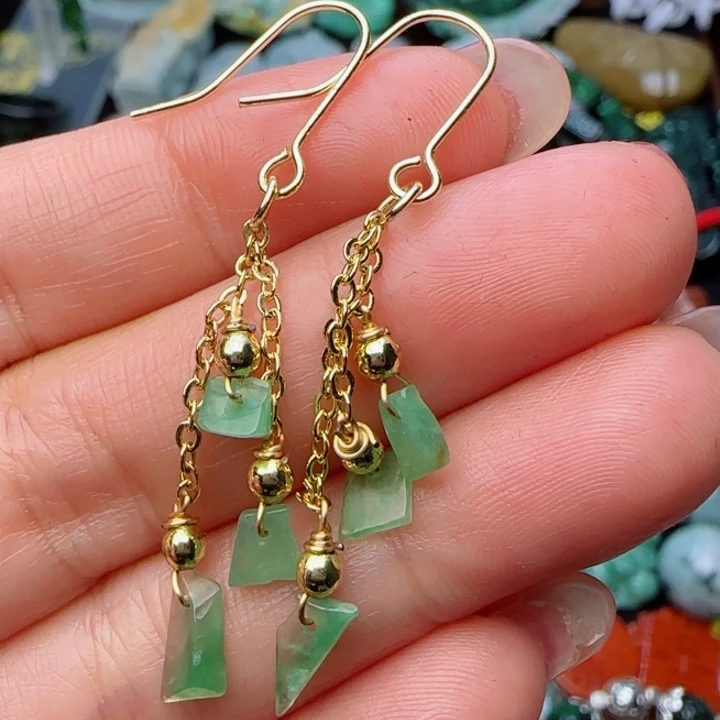 翡翠耳饰未镶嵌天然A货46