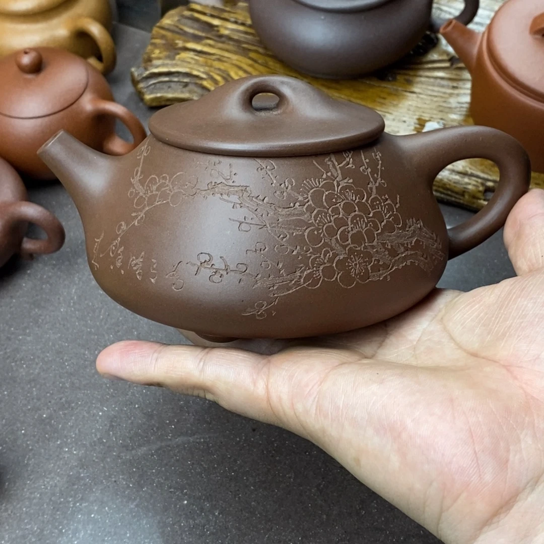 茶壶紫砂400容量石瓢