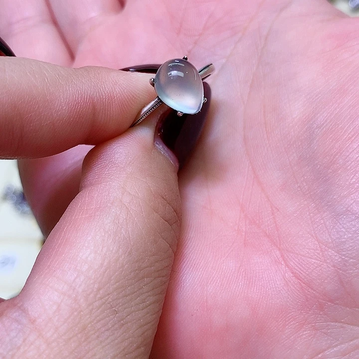 蛇纹石玉戒指银S925镶嵌