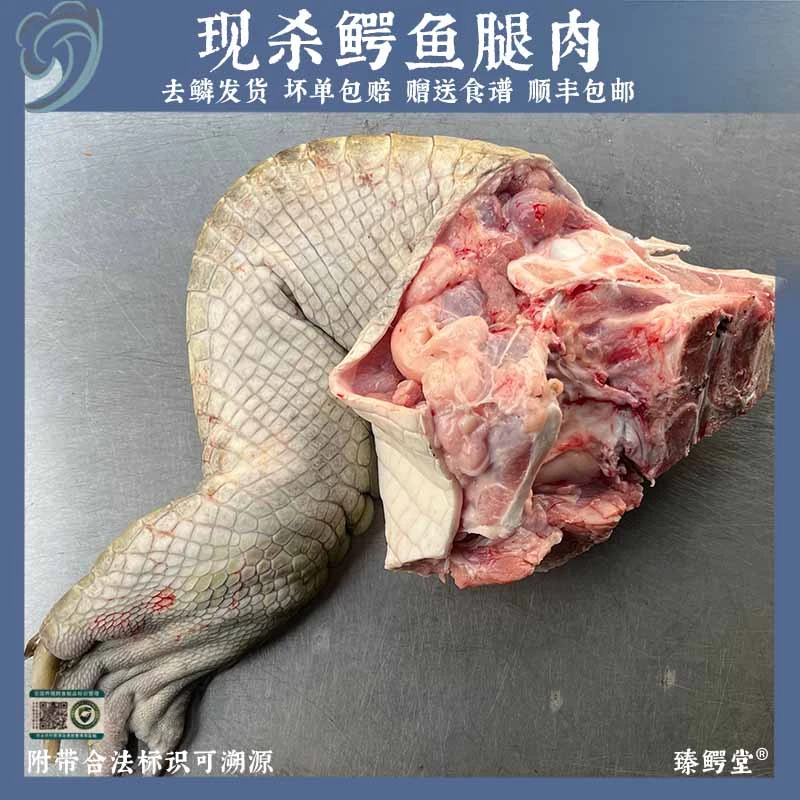 现杀鳄鱼腿带皮腿肉人工养殖暹罗鳄食用火锅烧烤煲汤养生顺丰包邮