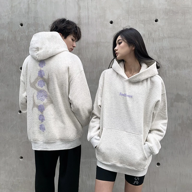 SoulSense重磅logo哥特玫瑰加绒连帽卫衣