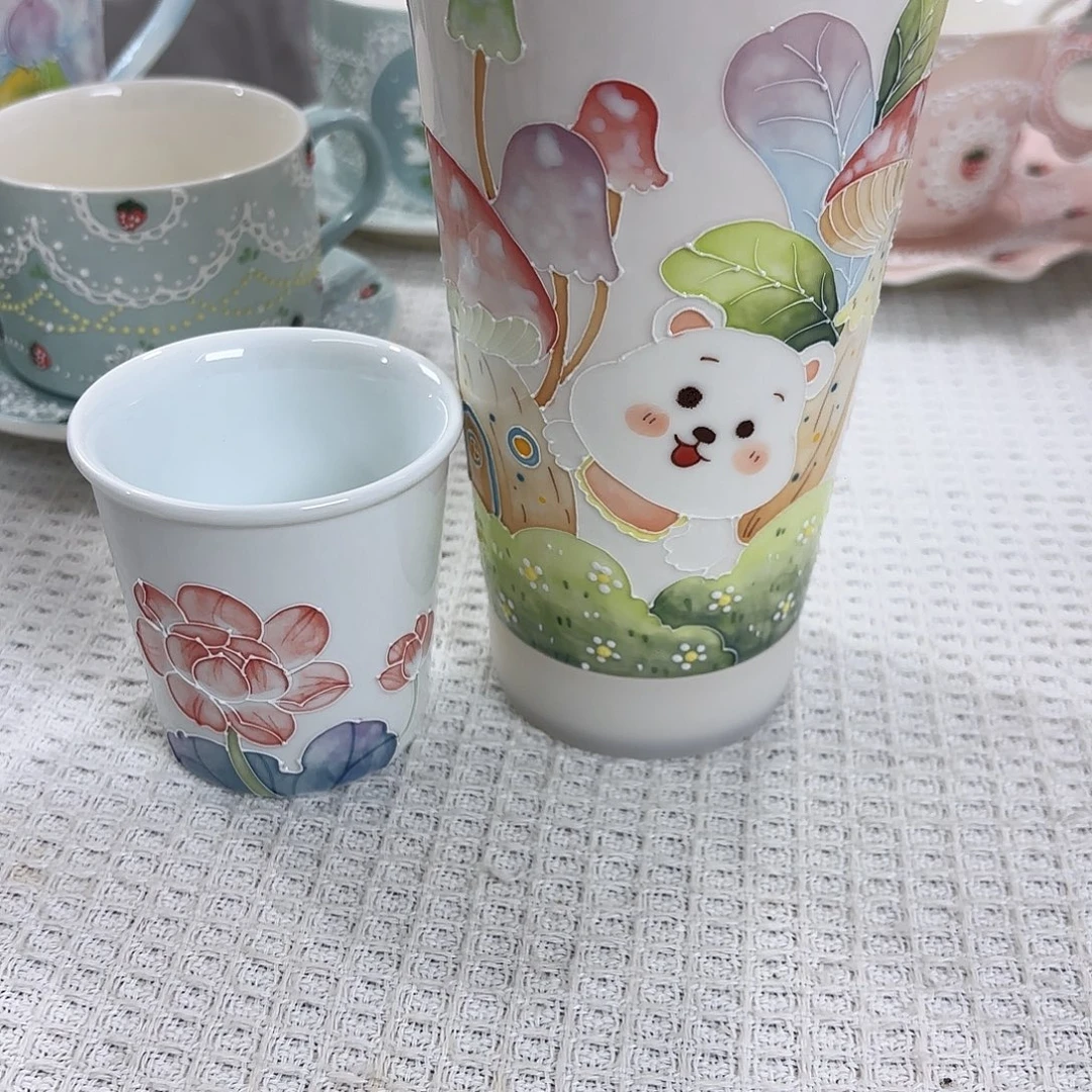 落***瑰手绘高温釉下彩陶瓷