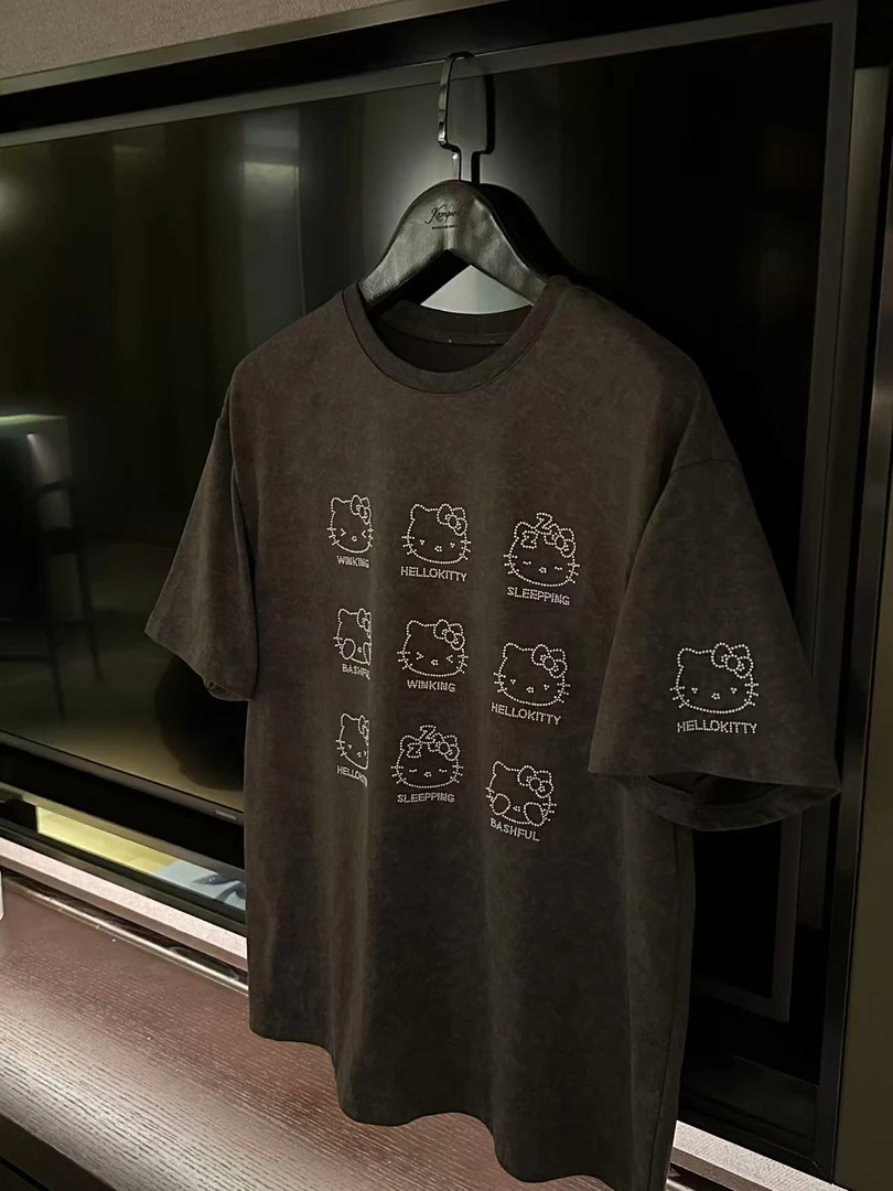 （露露）南油T#“Kitty暴击”Kitty表情包圆领短袖#114