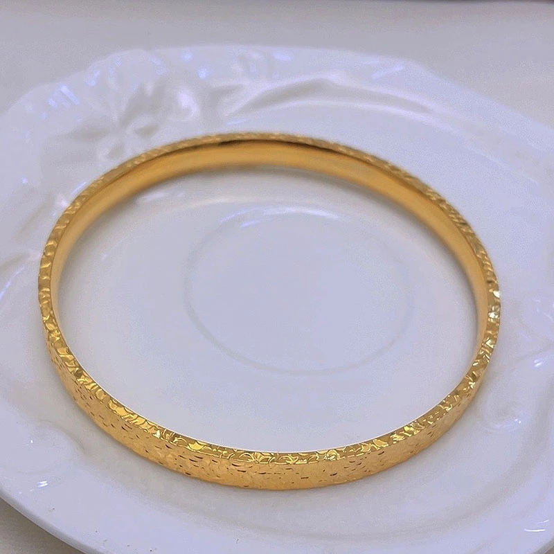 手镯 1331-新中式锤纹碎冰冰宽版手镯气质时尚