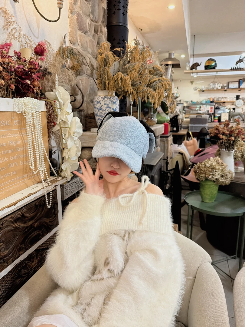 F-7冬季耳朵冬季可爱保暖加绒棒球帽休闲百搭帽子