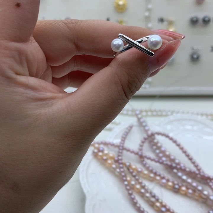银S925镶嵌戒指淡水珍珠
