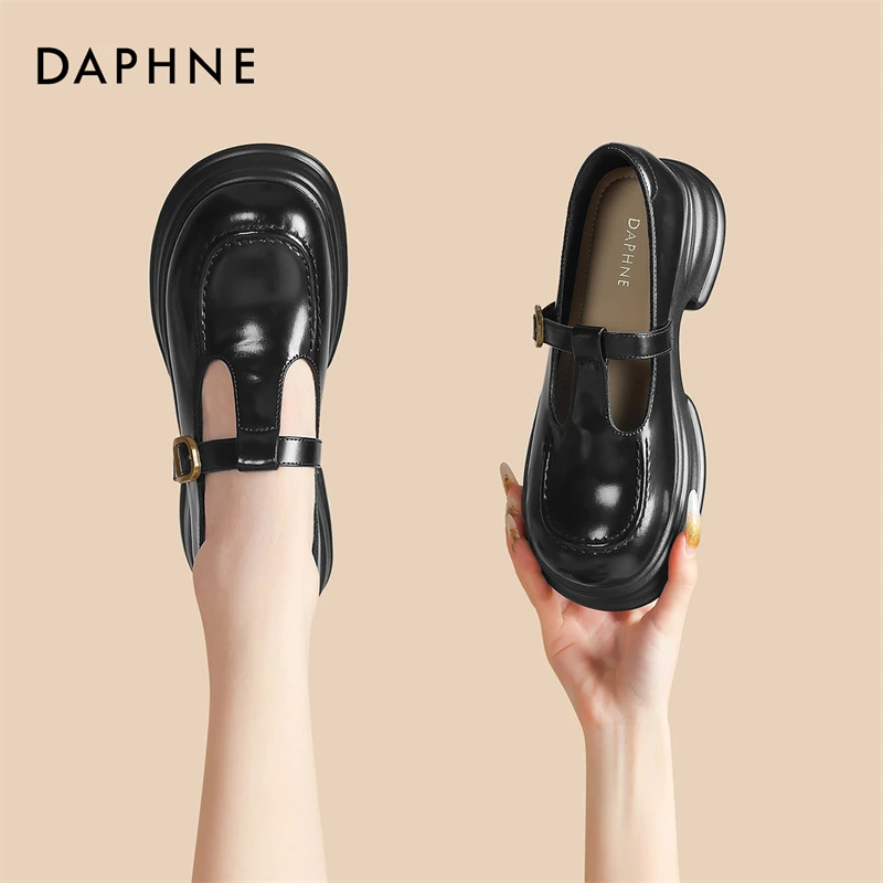 达芙妮厚底玛丽珍鞋女2025夏季新款百搭增高软底配裙子法式小皮鞋