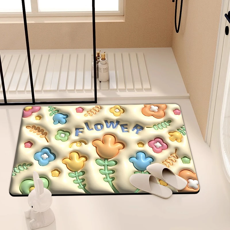 硅藻泥吸水地垫浴室卫生间入户门防滑速干脚垫洗手间厕所地毯家用