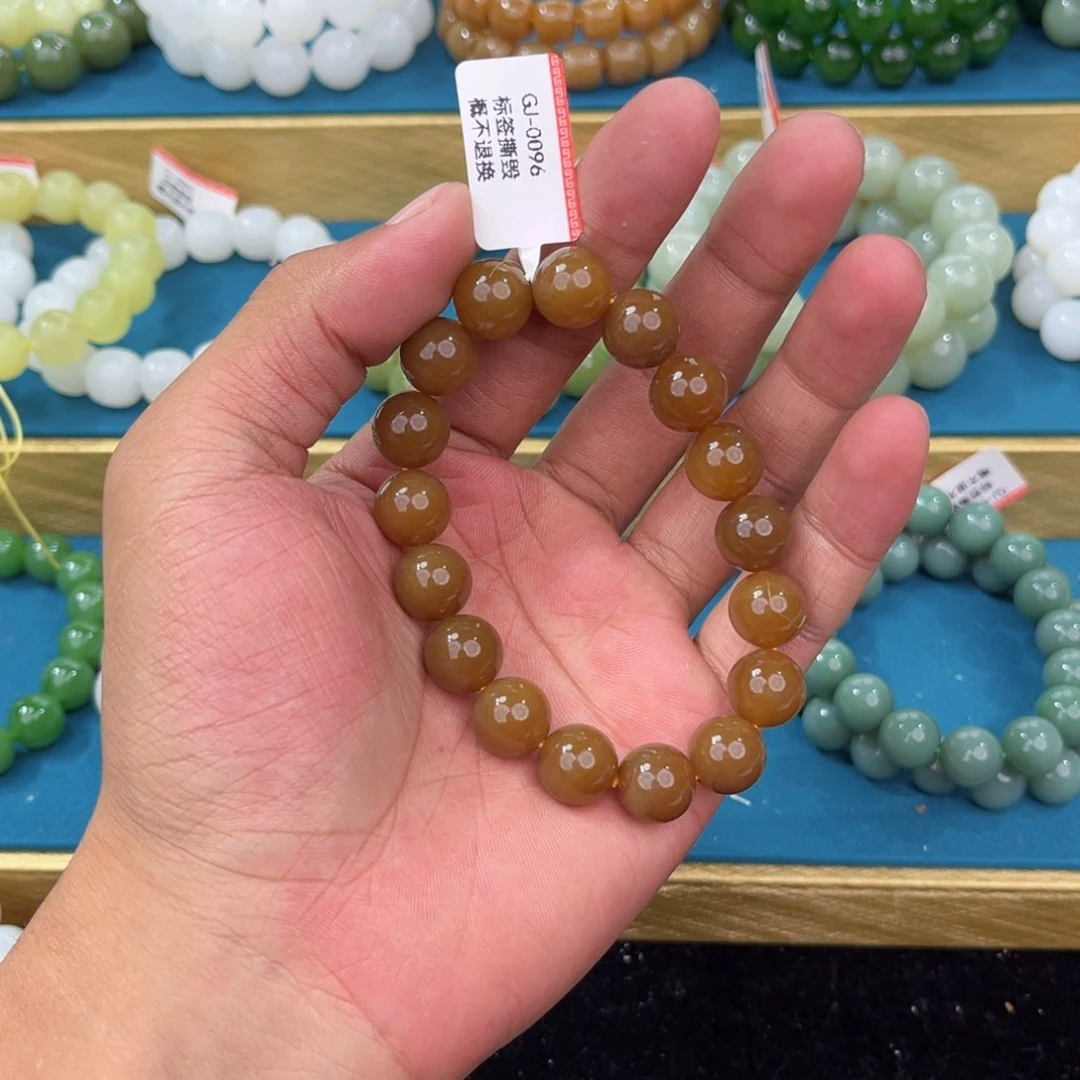 手串未镶嵌和田玉纯天然新疆和田玉且末金山老红糖12mm