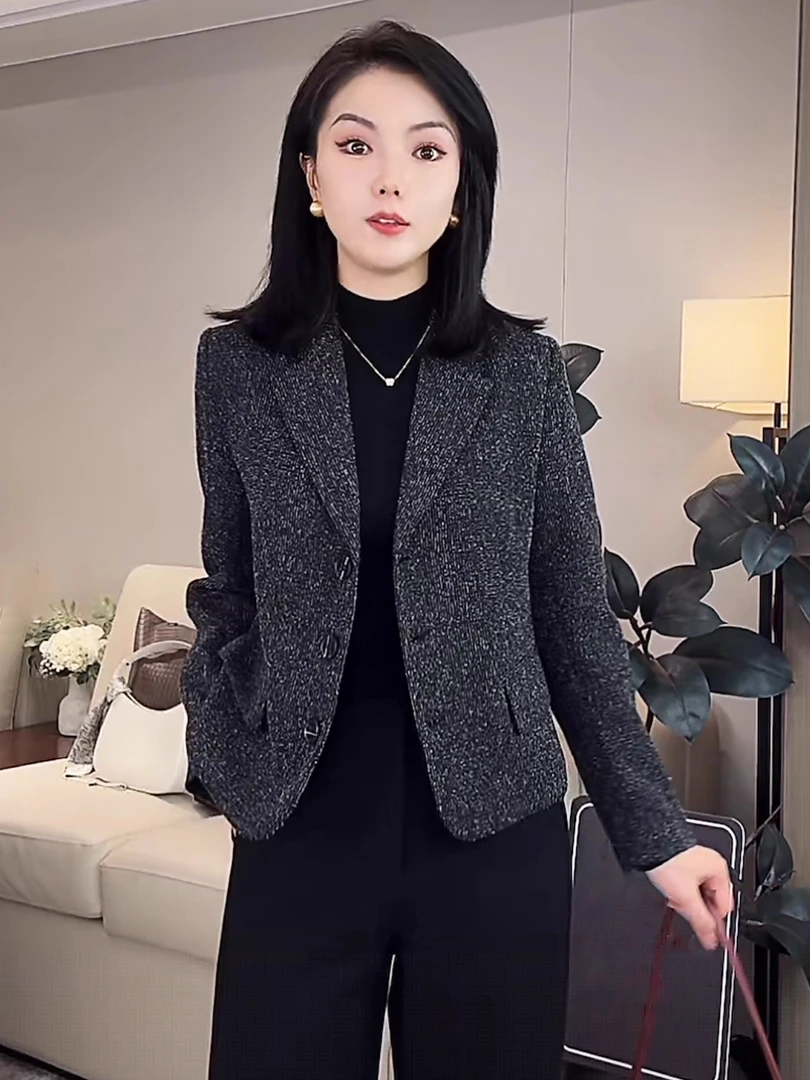 简约时尚小西装外套女2025新款秋季气质显瘦西服上衣短款百搭