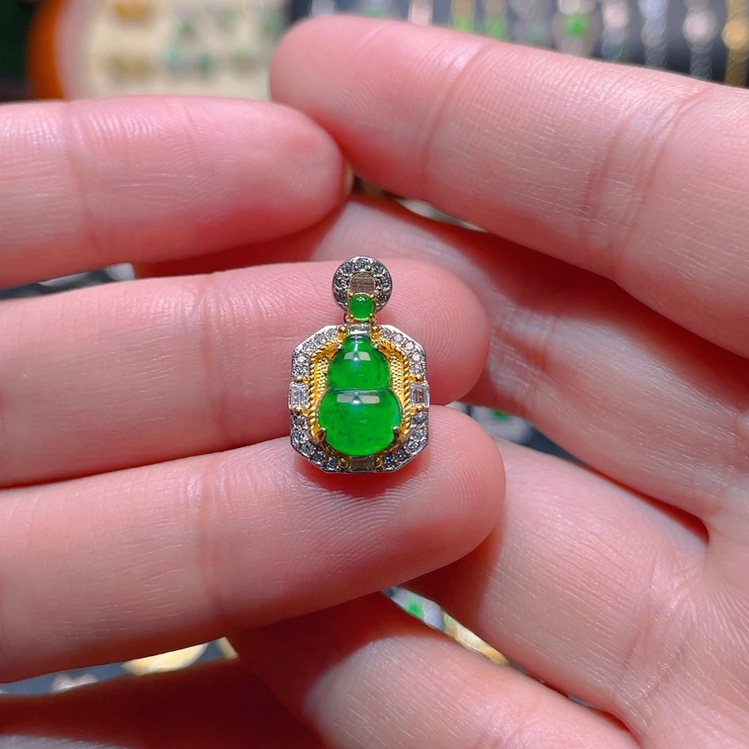 翡翠银S925镶嵌吊坠(不含链)