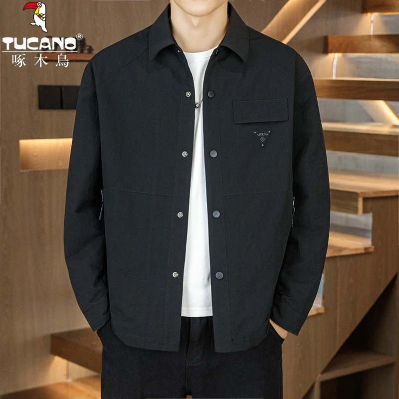 TUCANO/啄木鳥春秋季休闲商务工装拼接翻领夹克男时尚高级感外套